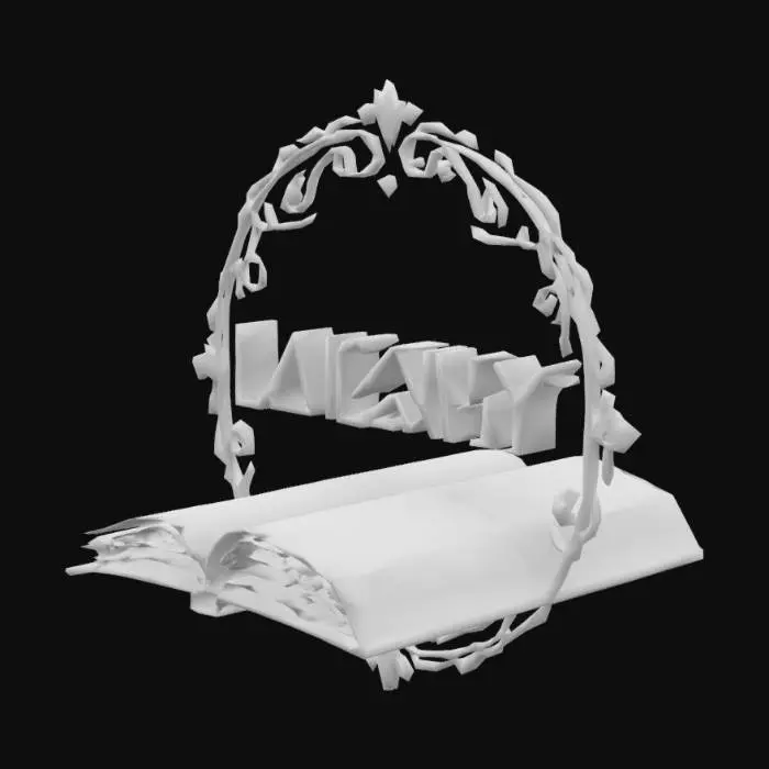 3D model for #emblem#, make a model of a emblem in which "LAKSHY" stylish designed text on the emblem of a book, and laptop 