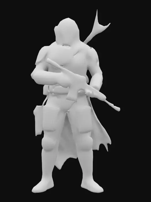 3D model for Mandalorian avec une arme à feu de star wars 