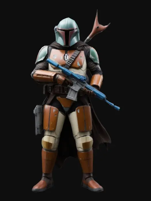 3D model for Mandalorian avec une arme à feu de star wars 