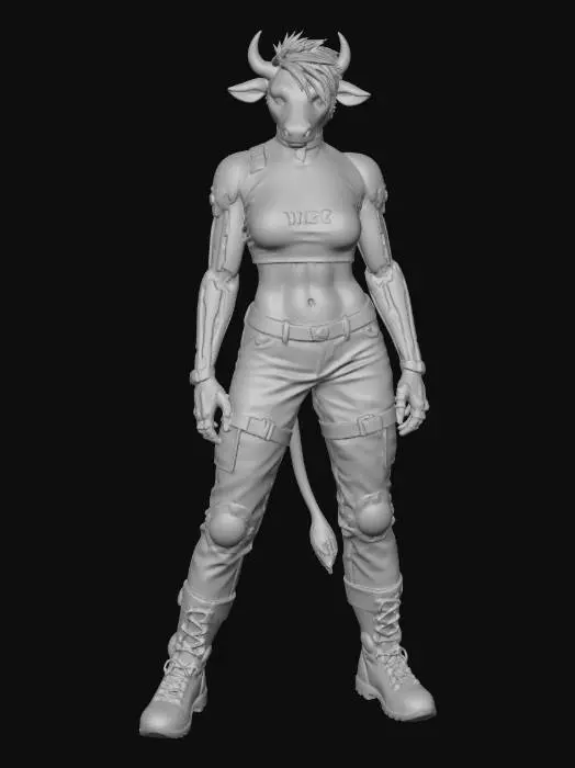 3D model for Cyberpunk Minotaur Warrior