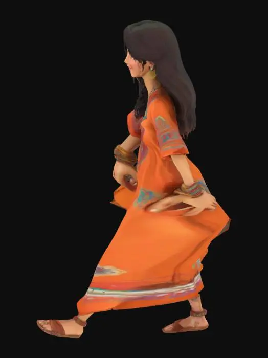 3D model for moroccan lady character wearing causal dress