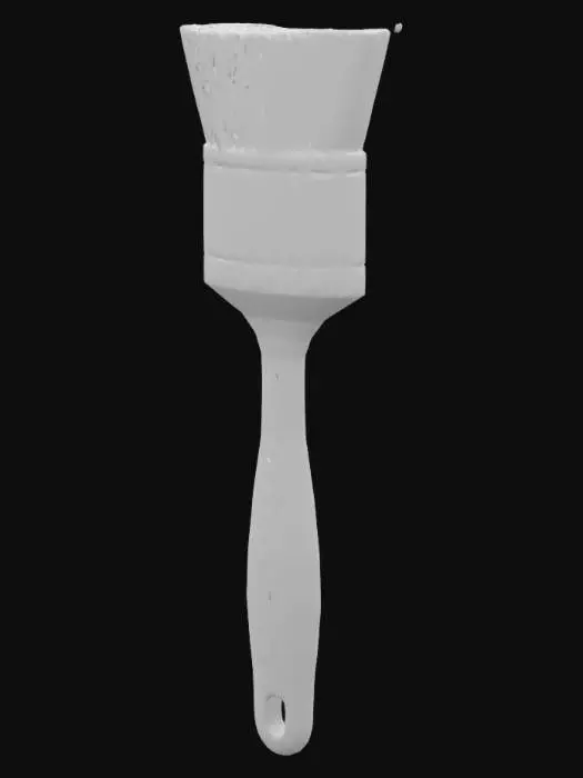 3D model for A perfectly shaped paint brush with electronic wires and paint comin from the brush end. The handle is turquoise blue, very clean and simple UV texture map, it looks like a realistic paint brush, the handle is,  well formed, the bristles are important, the paint dripping from the brush is important,  there are only a few long wires coming out of the brush tip