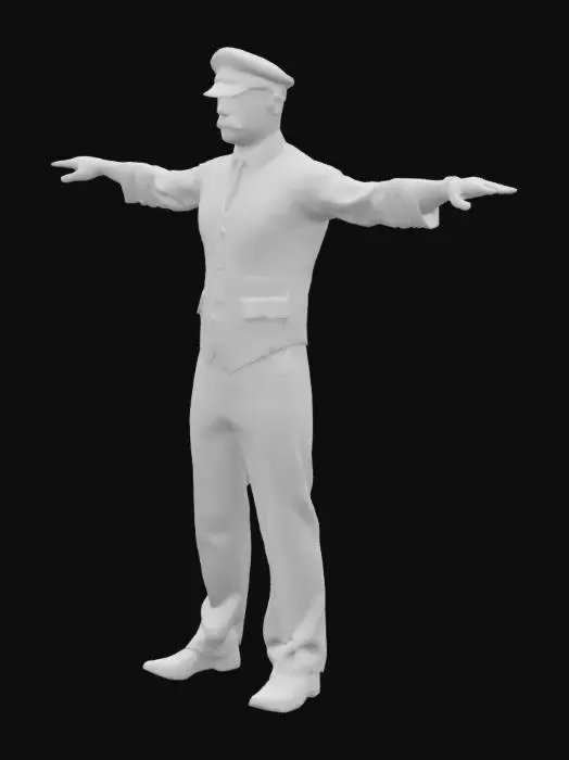 3D model for Male human tram driver, person only, old fashioned costum, T-pose