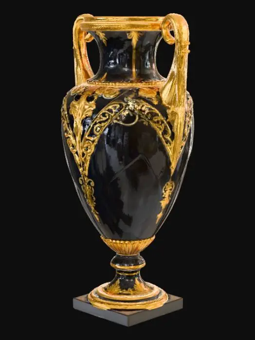 3D model for Large Art Deco Style Gold and Black Urns or Vases