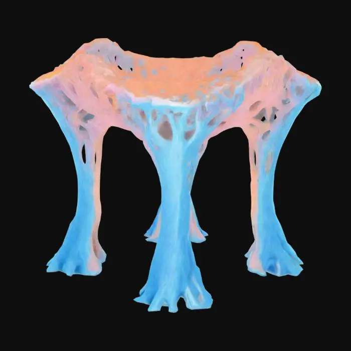 3D model for  white organic trees plain gazebo, looks heavenly, surreal, organic, the gazebo is white, turquoise, amber and pink pastel accents