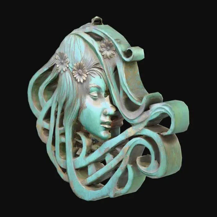 3D model for verdigris art deco plaque