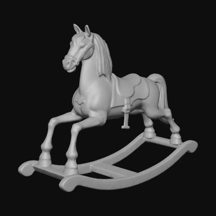 3D model for Antique Victorian Rocking Horse, hand painted, photorealism, realistic,