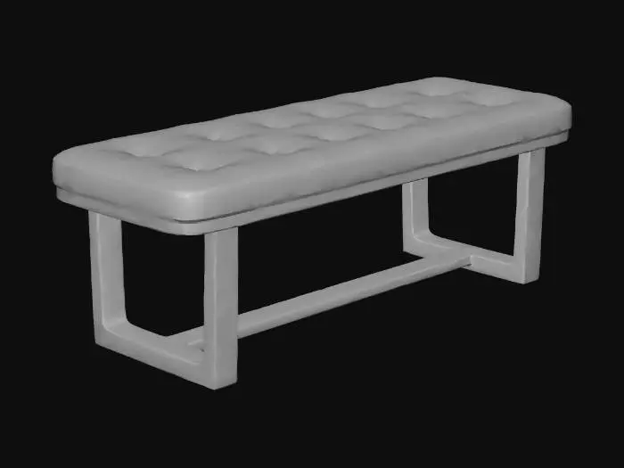 3D model for Cream Tufted Bench with Walnut Base