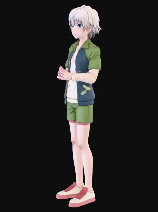 3D model for Anime Character in Green Outfit (Saika Totsuka)