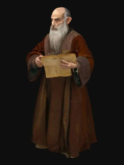 3D model for  SHYLOCK – The Merchant of Venice
Prompt:
An elderly Jewish moneylender in richly textured Renaissance robes, long grey beard, narrow suspicious eyes, holding a contract or scales, gold rings, subtle expression of sorrow and bitterness, in a dim Venetian study.