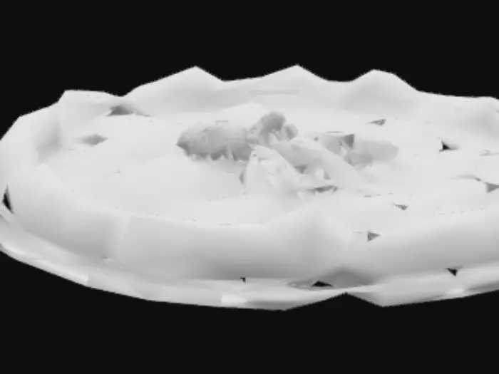 3D model for [New York City] #AroundTheWorld# the most delicious, steaming hot, margarita pizza ever with toasted bubbly crust, deep bright red tomato sauce, and glistening dabs of fresh mozzarella and 5 basil leaves 