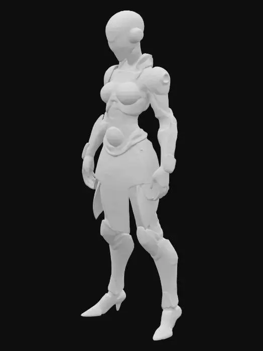 3D model for Biopunk organic armored full body humanoid character concept with painterly realistic shading, matte and gloss highlights on joints. Organic, Samus Metroid, Giger alien style holes and ribbed details
