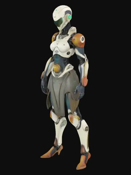 3D model for Biopunk organic armored full body humanoid character concept with painterly realistic shading, matte and gloss highlights on joints. Organic, Samus Metroid, Giger alien style holes and ribbed details
