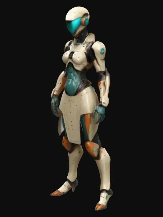 3D model for Biopunk organic armored full body humanoid character concept with painterly realistic shading, matte and gloss highlights on joints. Organic, Samus Metroid, Giger alien style holes and ribbed details
