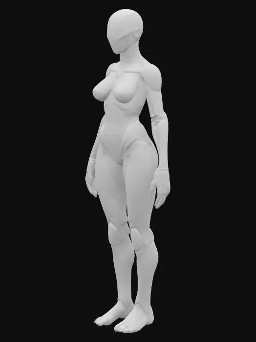 3D model for Biopunk organic armored full body humanoid female character concept with painterly realistic shading, matte and gloss highlights on joints. Organic, Samus Metroid, Giger alien style holes and ribbed details, doom, 40k, Alien
