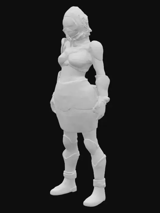 3D model for Biopunk organic armored full body female humanoid character concept with painterly realistic shading, gloss highlights on armor panels, matte finish on joints. Cream-colored armor with burnt orange highlights and dark turquoise areas. Glossy reflective teal visor, Organic, Samus Metroid, Giger alien style holes and ribbed, jointed details, a-pose

