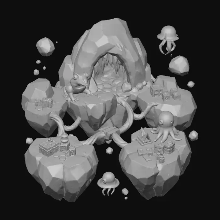 3D model for 3D Game Map: Enchanted Cavern Realm