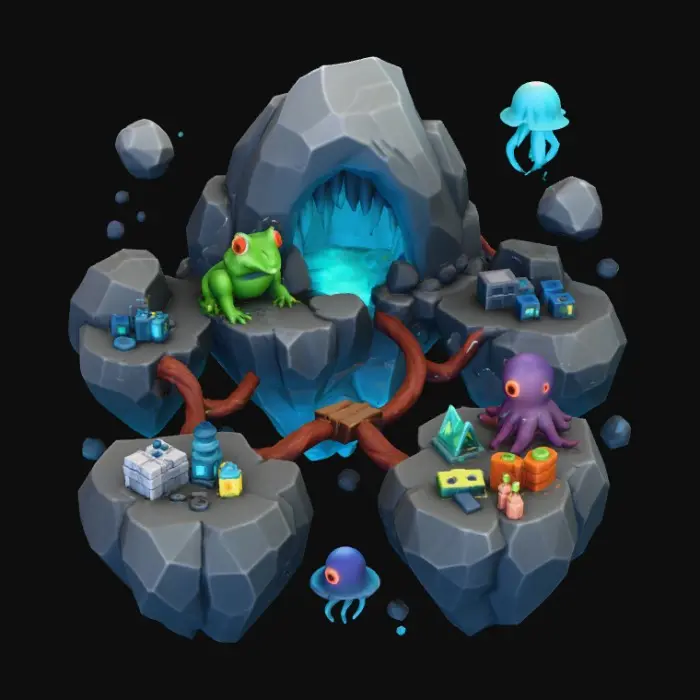 3D model for 3D Game Map: Enchanted Cavern Realm