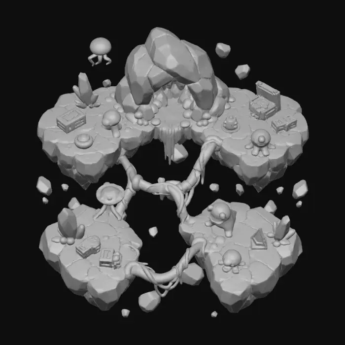 3D model for 3D Game Map: Underwater Alien Lair