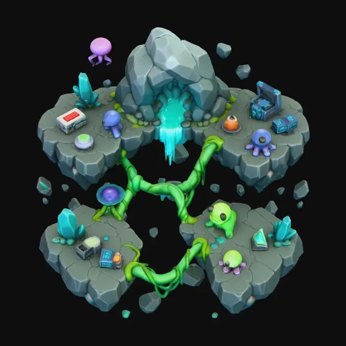 3D model for 3D Game Map: Underwater Alien Lair