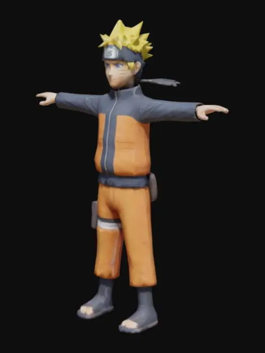 3D model for naruto in t pose with out any weapon
