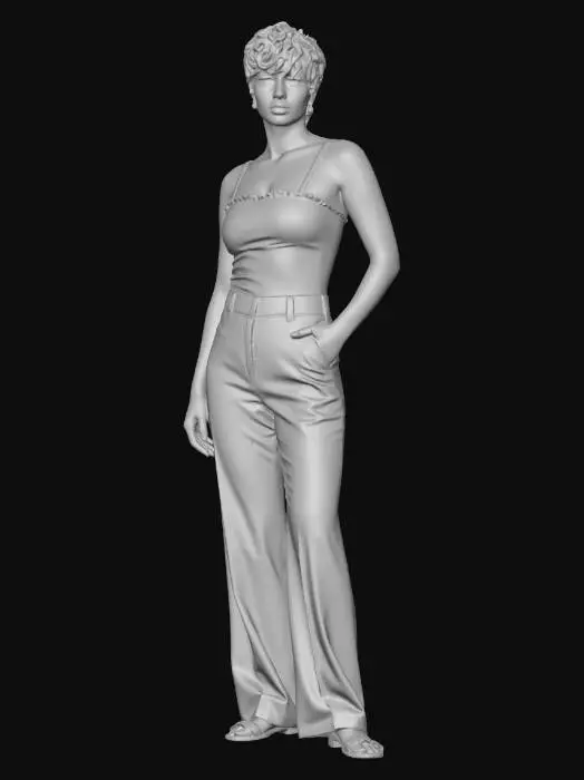 3D model for Effortless Beige-Chic Ensemble