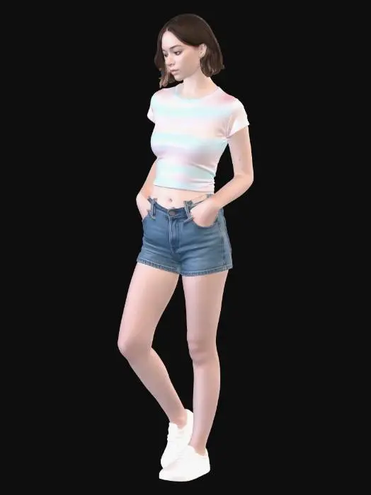 3D model for Pastel Stripes and Denim