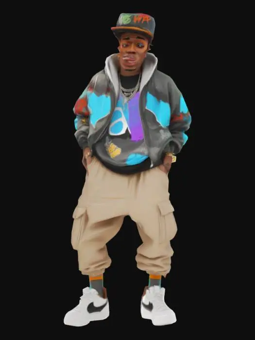 3D model for rap tarzında sokağı yansıtan çarpıcı keko bir karakter tasarımı