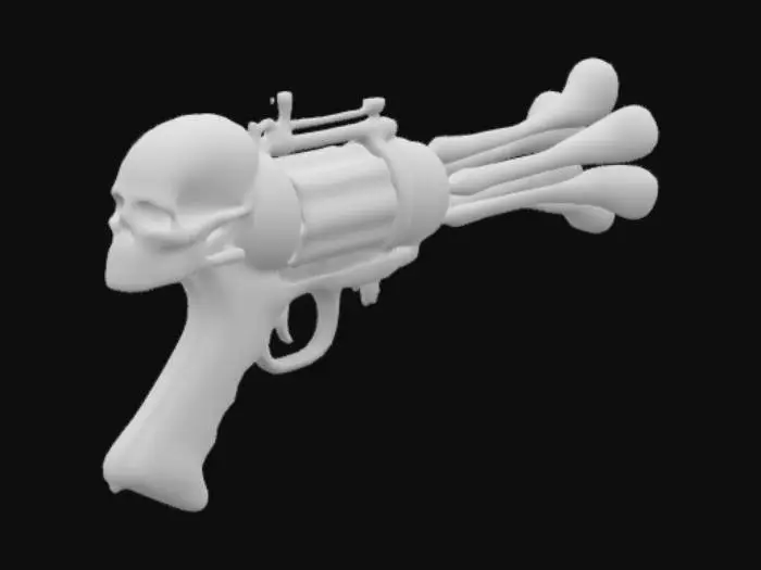 3D model for bones stacked together gorming a gun , Stylized, Sci-Fi, Fantasy, Steampunk, #ChronoForgeWeapon#