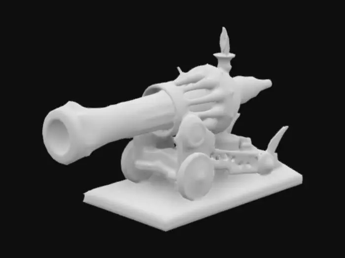 3D model for bone cannon, Stylized, #ChronoForgeWeapon#, Fantasy, Medieval,  , Medieval, Steampunk, Highly Detailed