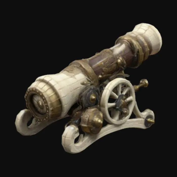 3D model for bone cannon, Stylized, #ChronoForgeWeapon#, Fantasy, Medieval,  , Medieval, Steampunk, Highly Detailed