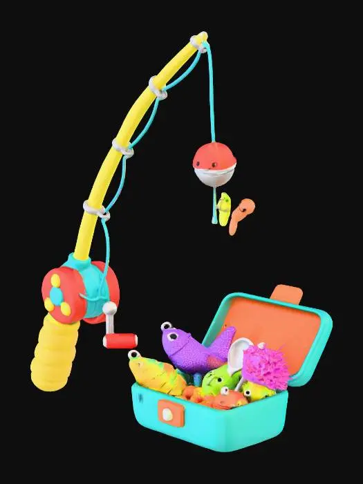 3D model for Canne à pèche et quelques accessoires en style cartoon
