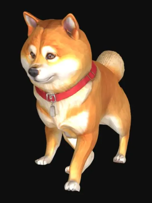 3D model for Un shiba avec un collier, debout, réaliste