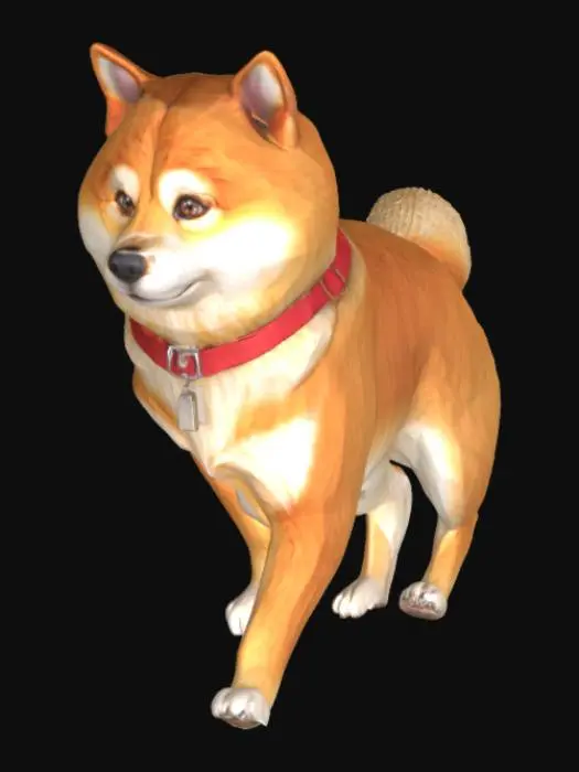 3D model for Un shiba avec un collier, debout, réaliste