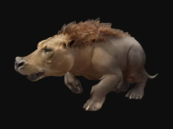3D model for fusionne un lion et un Hippopotame, texture ultra hd, ultra détaillé