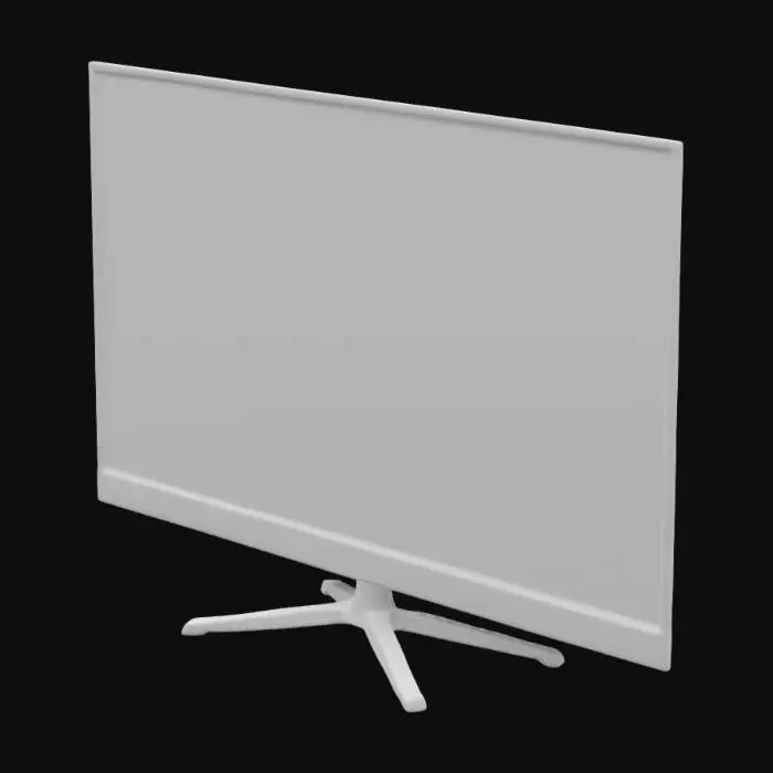 3D model for téléviseur plat ultra PHILIPS 158cm 4k, ultra détaillés, réaliste, couleur encadrement écran gris, écran noir mate, pied de l'écran en forme de T, témoin lumineux coté droit de l'écran en bas de l'écran