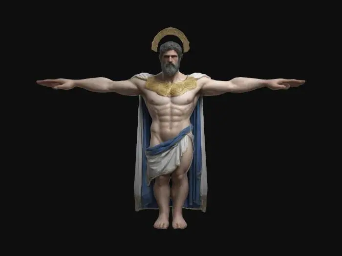 3D model for Greek God Olympus, Ultra-Realistic fantasy artist T-pose , Highly Detailed