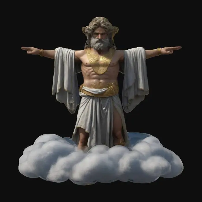 3D model for Greek God Olympus, cloud, Ultra-Realistic fantasy artist T-pose , Highly Detailed, 128k, xd, comedy, professional, funny. 