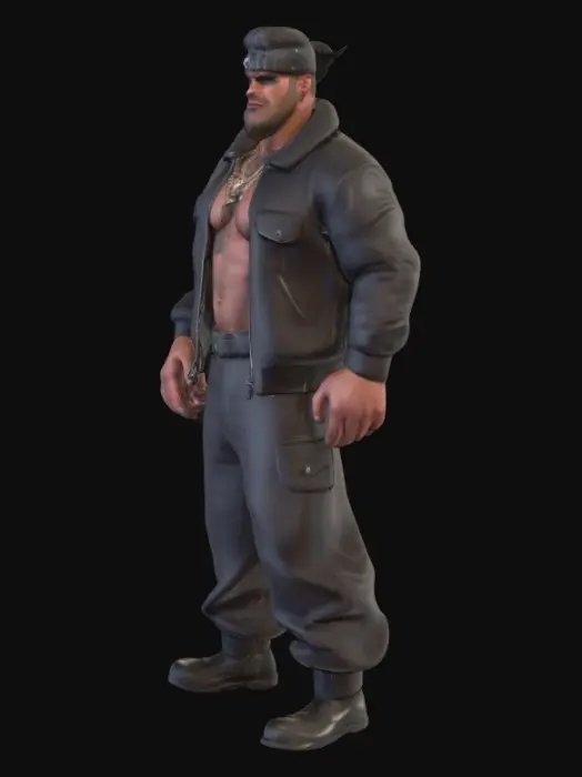 3D model for Beefy man wearing gangster clothing