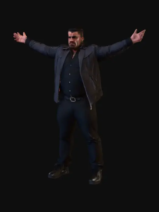 3D model for Beefy man wearing gangster clothing