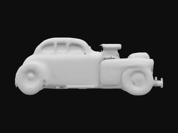 3D model for A 1950traditional style American hot rod with patina and rust, engine is exposed and a powerful V8,
