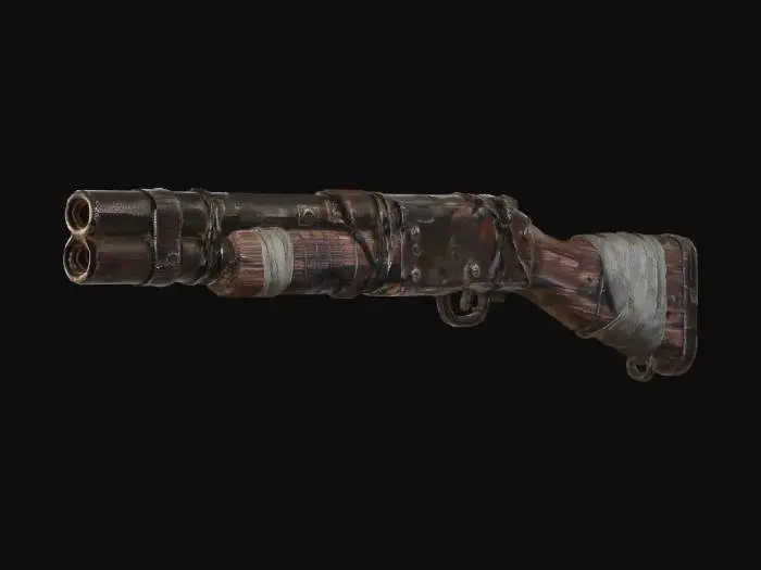 3D model for Rusty double-barreled musket