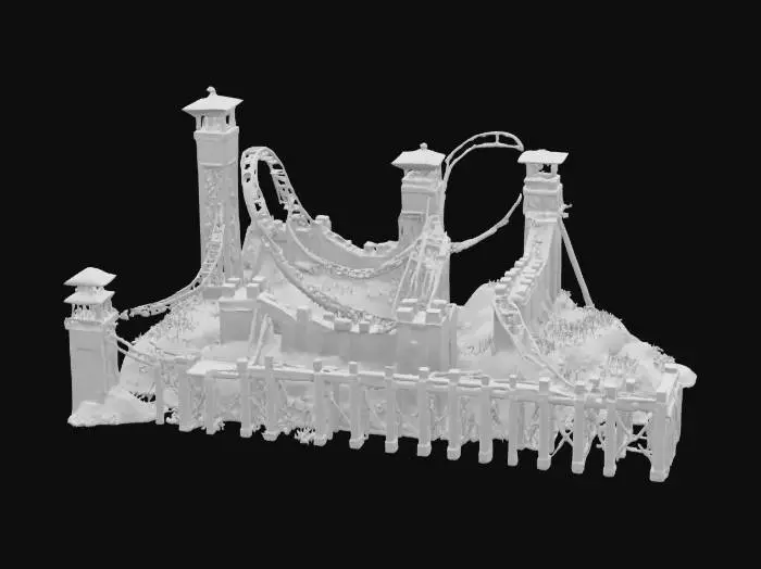 3D model for [China] A colorful roller coaster designed to look like the Great Wall of China , #AroundTheWorld#