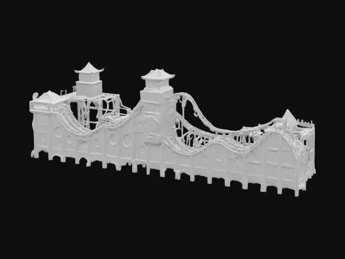 3D model for [China] A colorful roller coaster designed to look like the Great Wall of China , #AroundTheWorld#