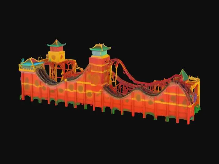 3D model for [China] A colorful roller coaster designed to look like the Great Wall of China , #AroundTheWorld#