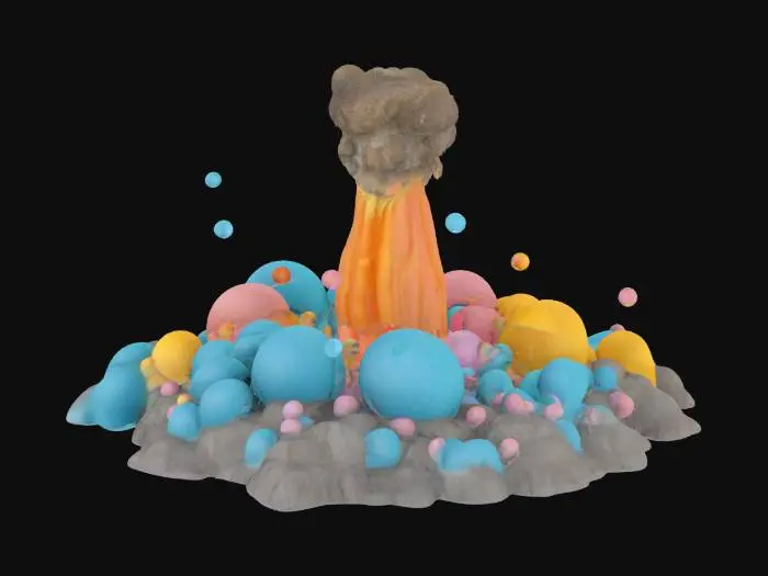 3D model for [Wyoming] a meticulously detailed and accurate geyser in Yellowstone National Park that appears like a children's ball pit, #AroundTheWorld#