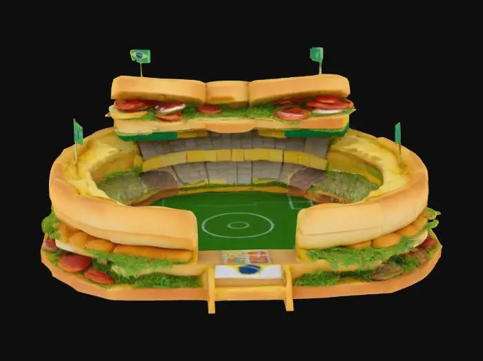 3D model for [Brazil] a Brazilian World Cup Soccer stadium made entirely out of sandwiches, #AroundTheWorld#