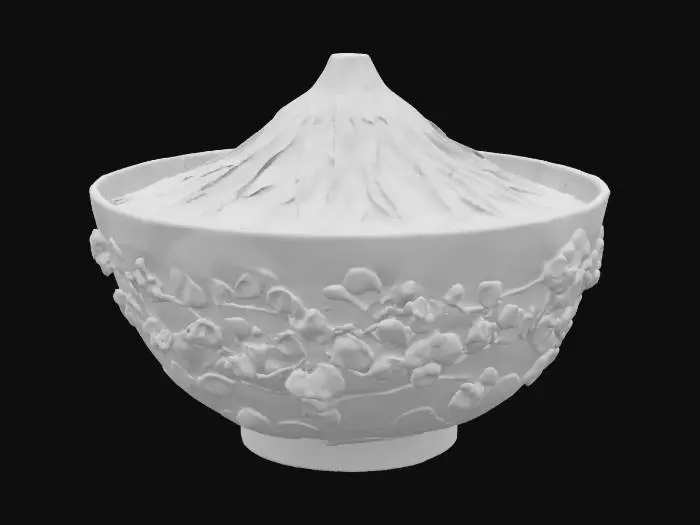 3D model for [Mount Fuji] Mount Fuji as a beautiful cup of tea with intricate cherry blossom details, #AroundTheWorld#