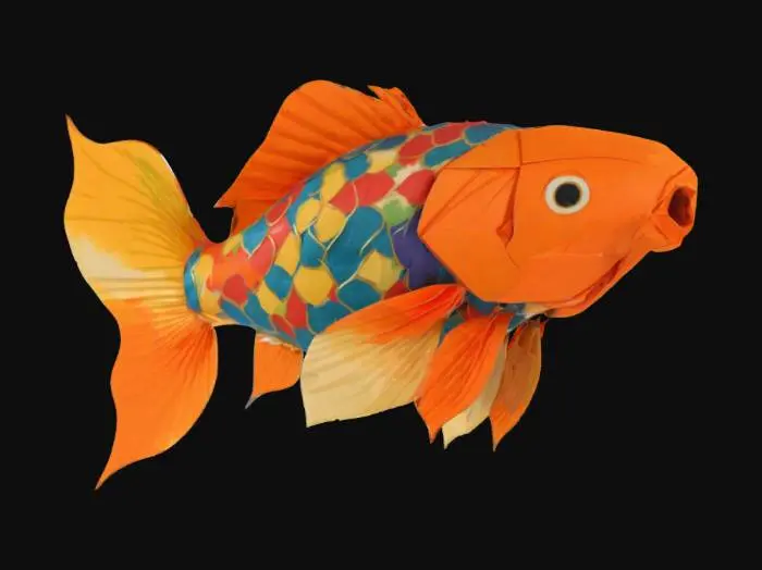 3D model for [Kyoto] a vibrant washi paper origami koi fish, #AroundTheWorld#