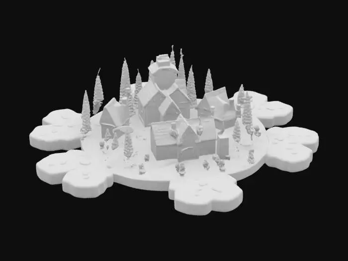 3D model for [Antarctica] an elaborate christmas village on a detailed snowflake, #AroundTheWorld#